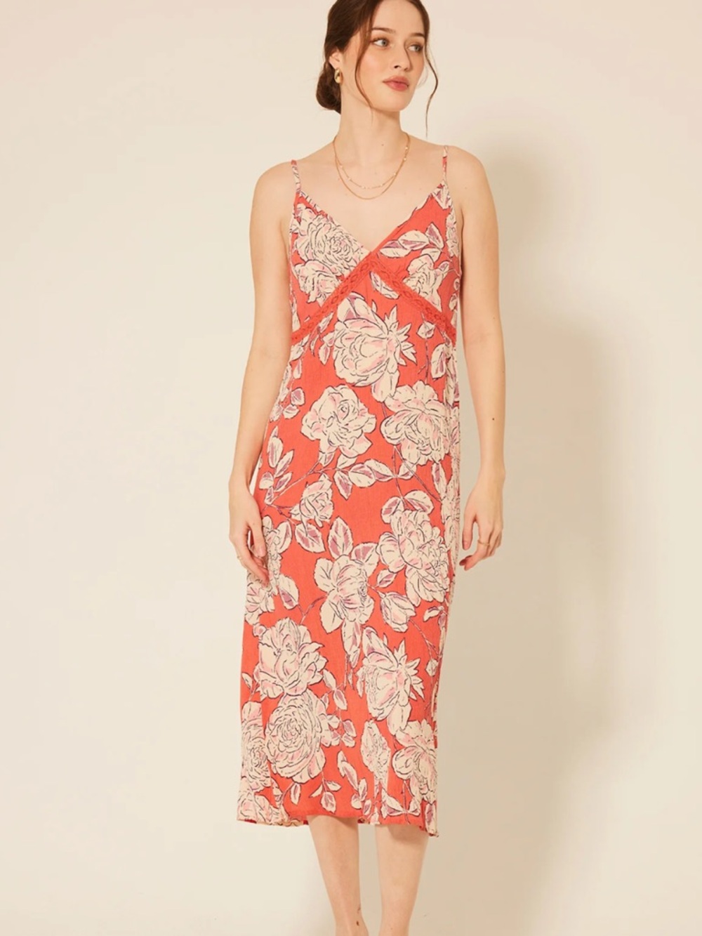 Coral Floral Slip Dress